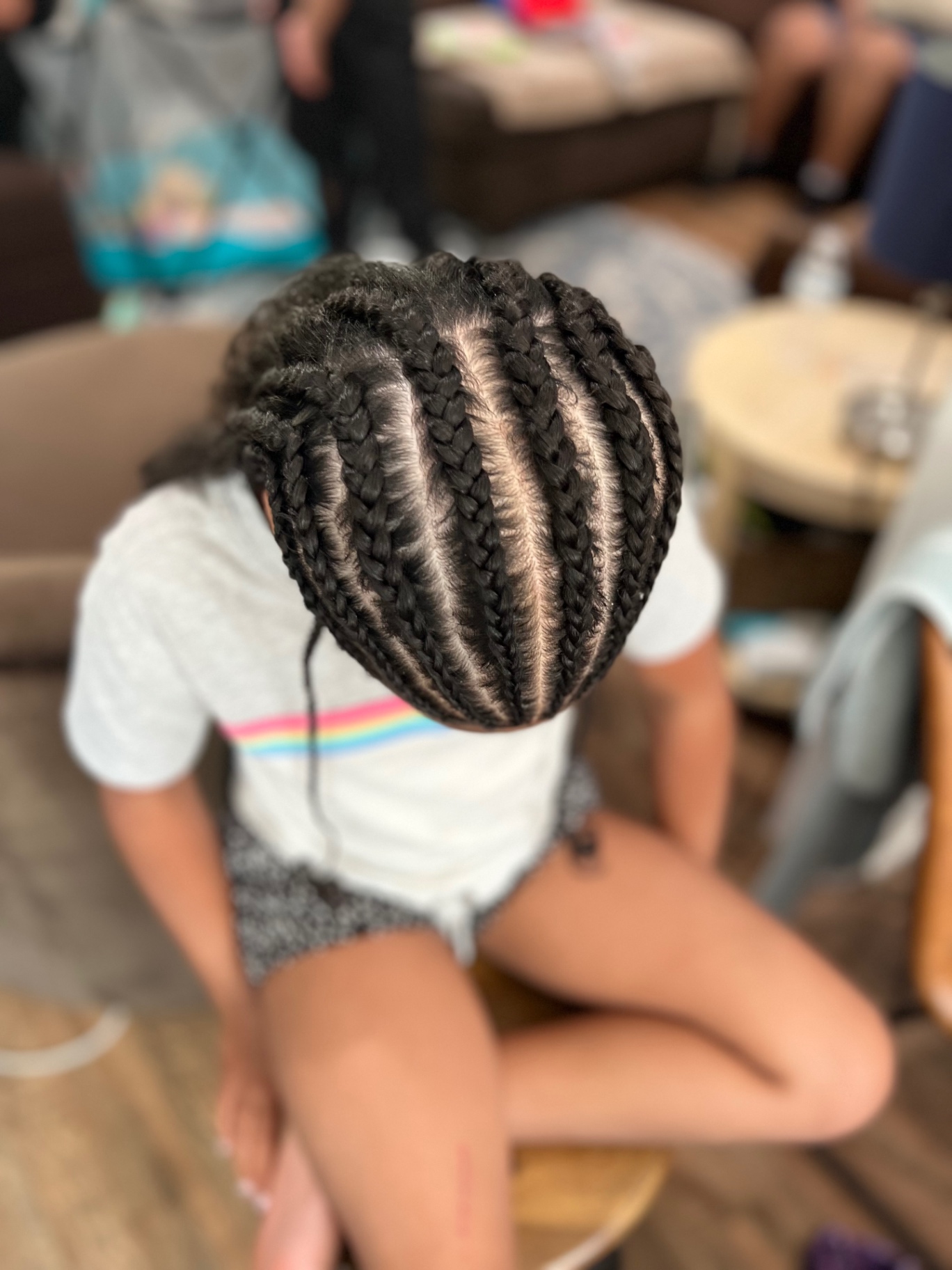 Chunky jumbo cornrows with crisp parts